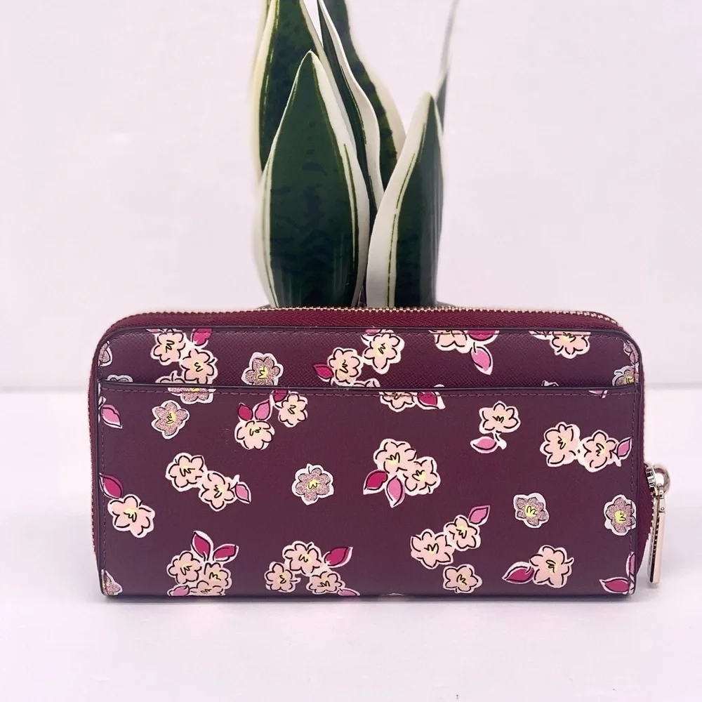 Kate Spade Tinsel Boxed Large Continental Wallet wish Glitter Flowers